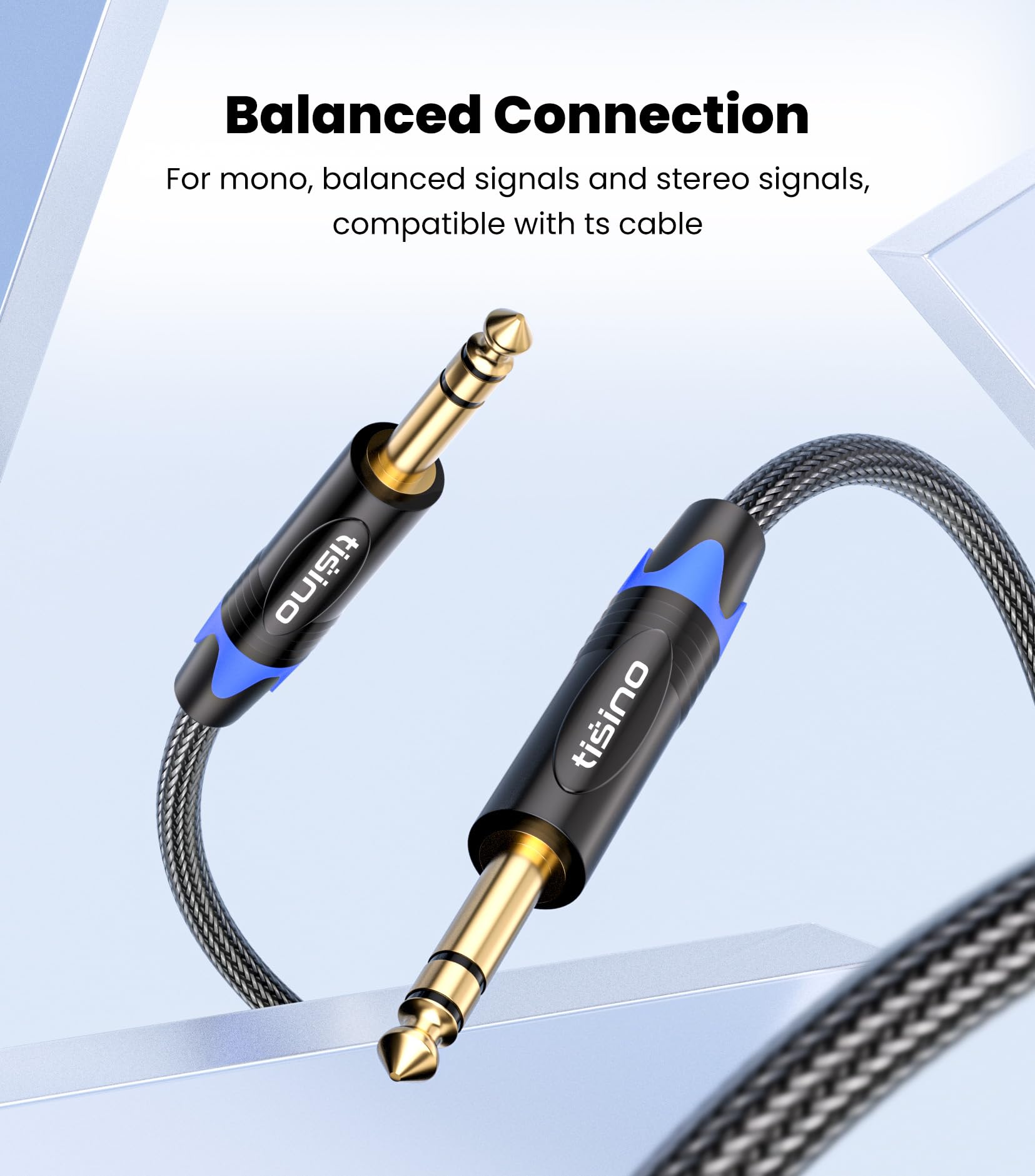 Tisino Tisino 1/4 Inch TRS Cable 6 FT Male to Male Balanced Stereo Audio Cable with Nylon Braid - View 4 of 8