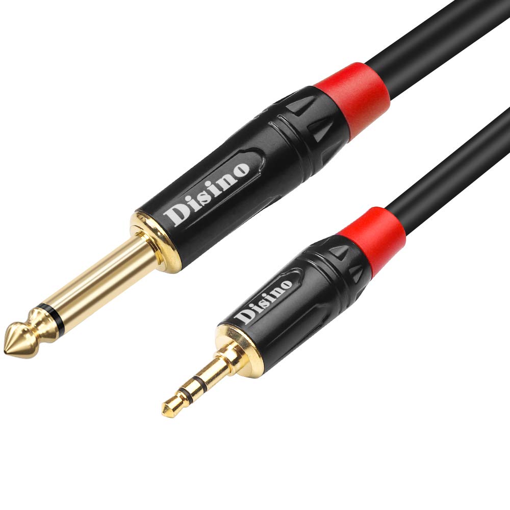 Disino Disino 1/4 inch TS to 1/8 inch TRS Cable 6.6 Feet Mono to Stereo Interconnect Adapter for Audio Devices