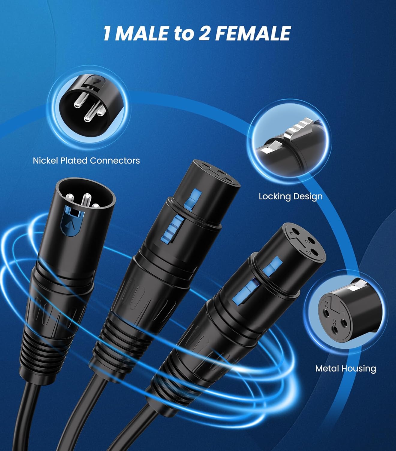 Tisino Tisino XLR Y-Splitter Cable 10 Feet Dual Female to Male Mic Combiner Balanced Adaptor Patch Cable - View 3 of 8