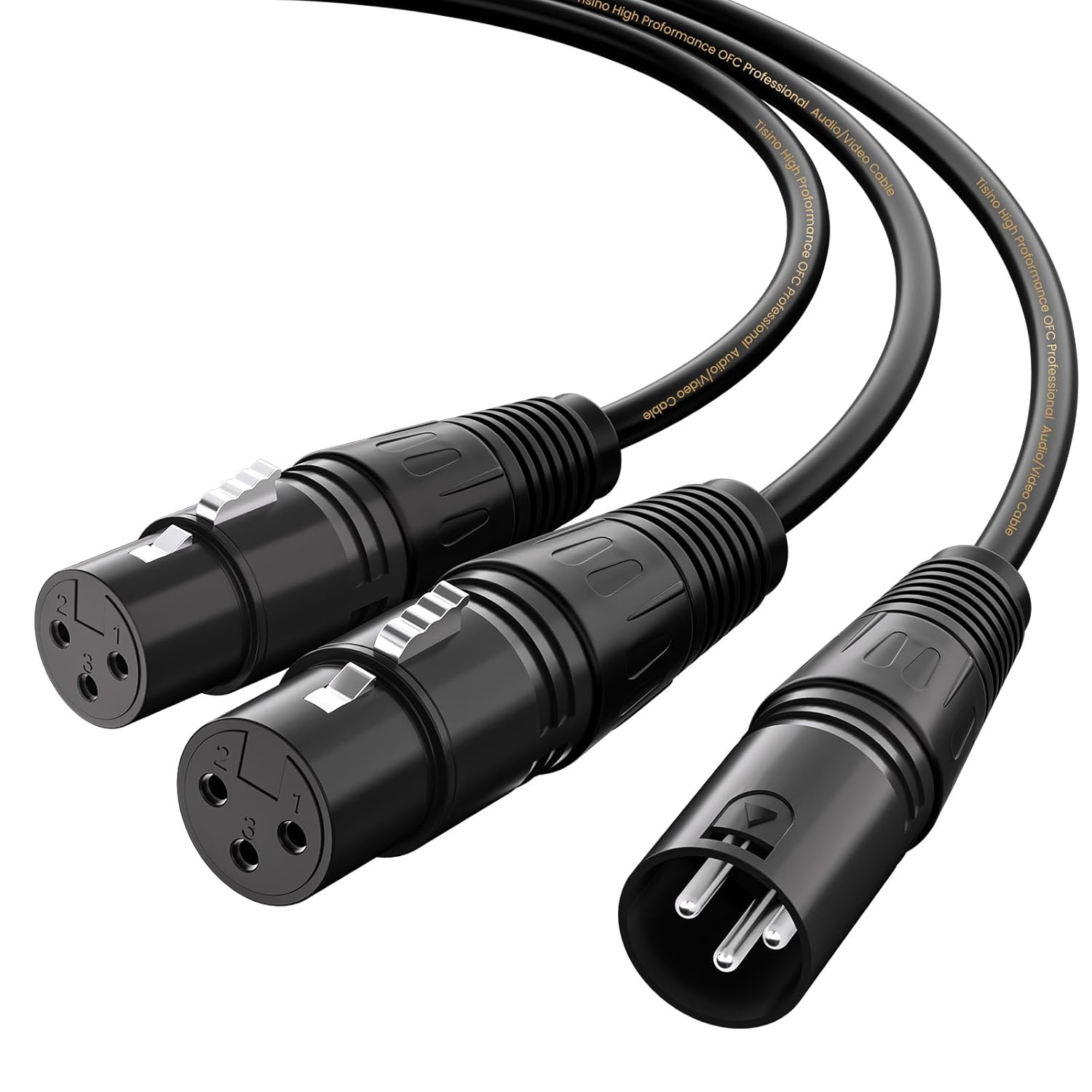 Tisino Tisino XLR Y-Splitter Cable 10 Feet Dual Female to Male Mic Combiner Balanced Adaptor Patch Cable