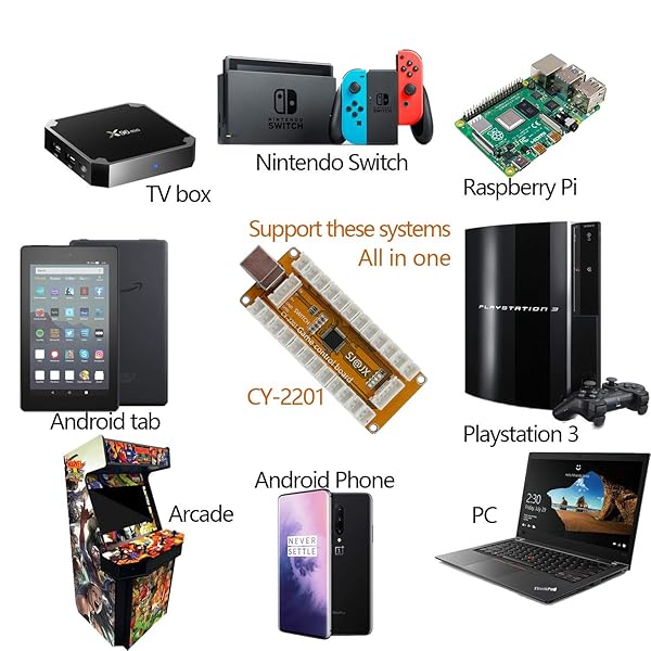 SJ@JX SJ JX Arcade Game USB Encoder Zero Delay 2 Player Gamepad Joystick Controller for Nintendo Switch PC PS3 Raspberry Pi MAME - View 2 of 5
