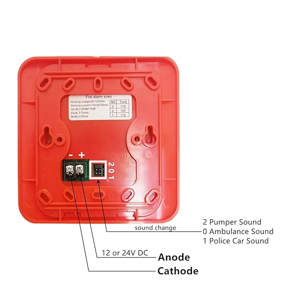 Tokatuker Fire Alarm Siren Security Horn Buzzer DC9V-24V Sound Light Warning Strobe for Manual Pull Station or Alarm System - View 2 of 6
