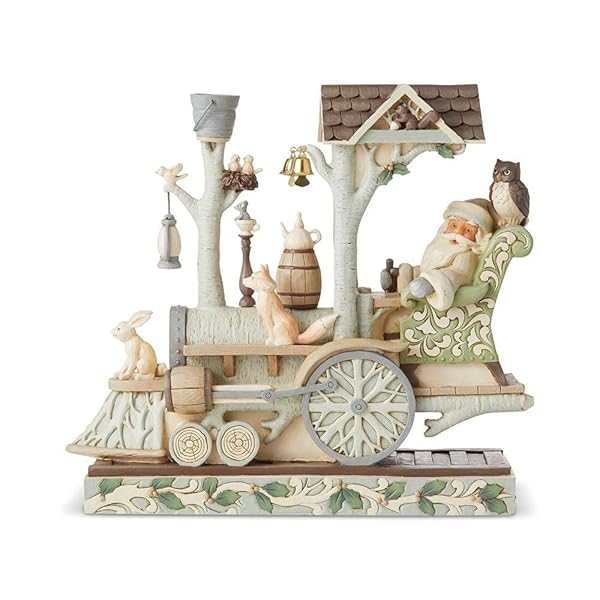 Enesco Enesco Jim Shore White Woodland Santa Train Engine Figurine - 4 Inch Multicolor Collectible