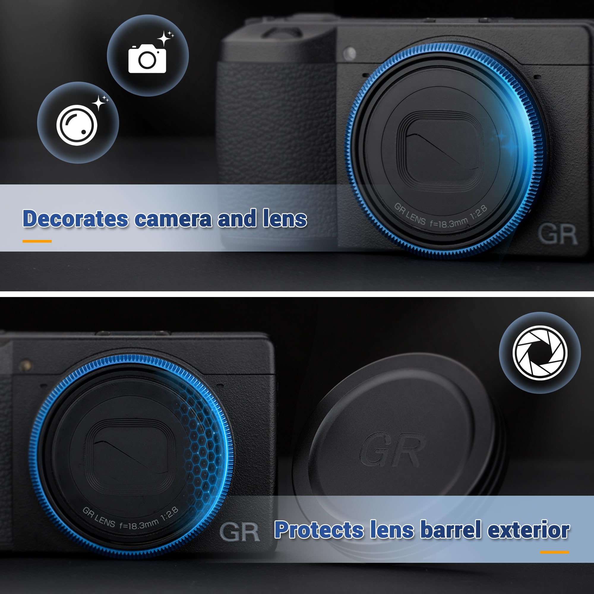 JJC JJC Metal Lens Decoration Ring Cap for Ricoh GR III HDF Accessories Red Replacement GN-1 Ring Cap - View 4 of 8