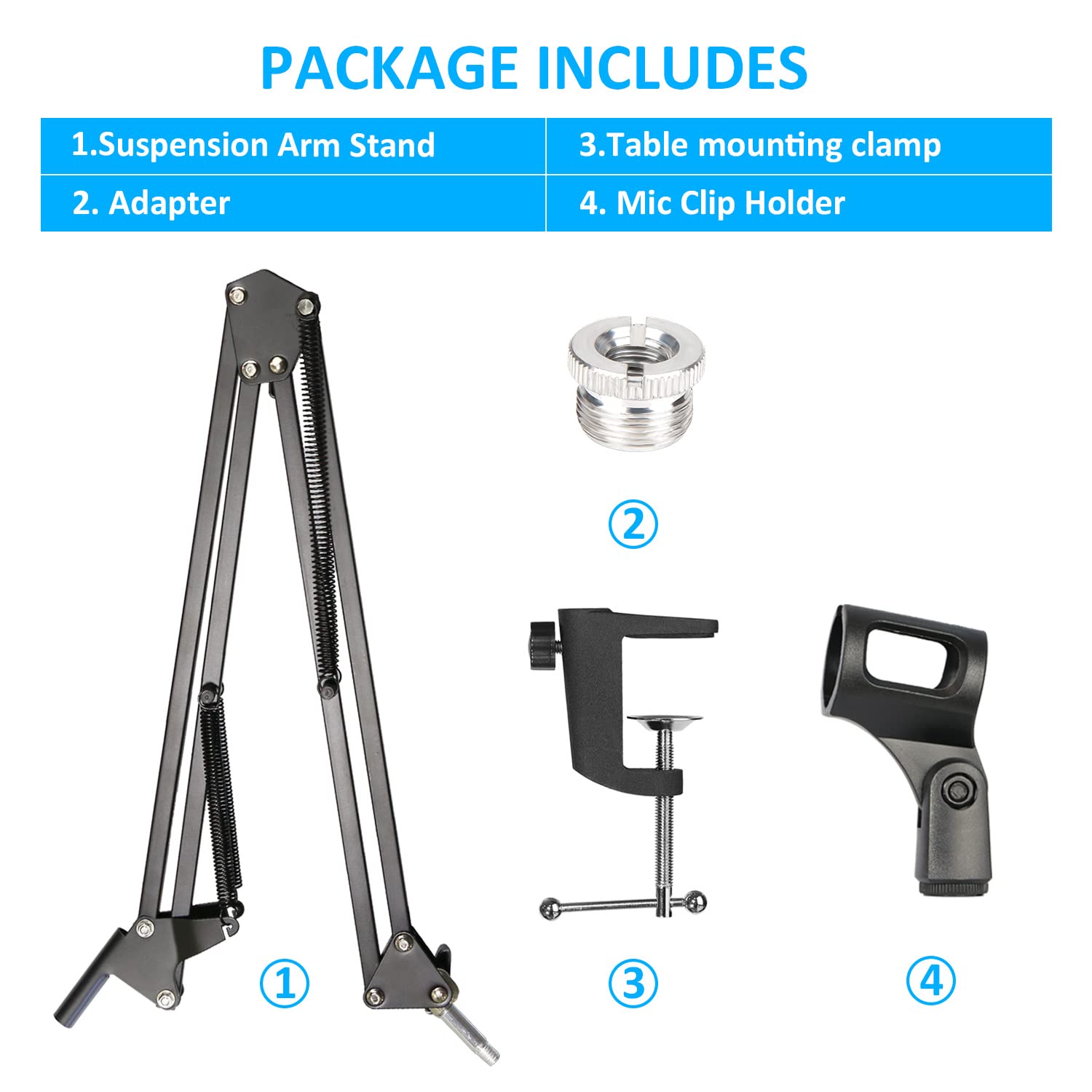 SUNMON Mic Stand with Foam Windscreen & Pop Filter for Blue Snowball - SUNMON Suspension Boom Arm for iCE USB Microphones - View 6 of 6