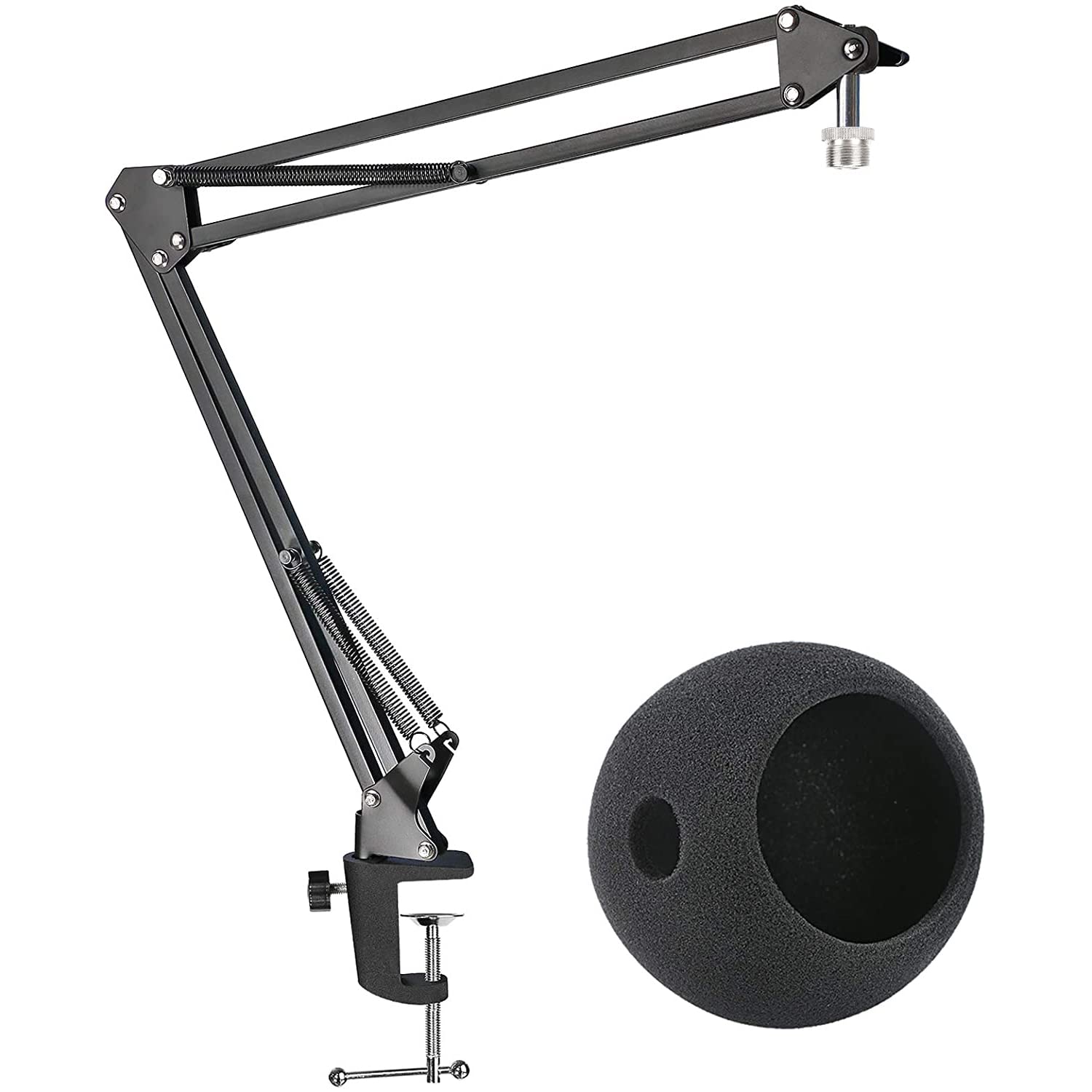 SUNMON Mic Stand with Foam Windscreen & Pop Filter for Blue Snowball - SUNMON Suspension Boom Arm for iCE USB Microphones
