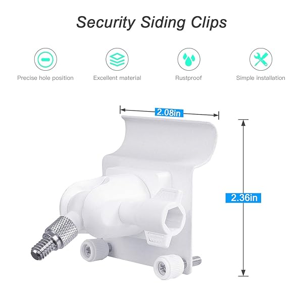 HOLACA Upgrade Your Security: HOLACA Vinyl Siding Clips for Arlo, ZUMIMALL & Eufy Cameras - Weatherproof Stainless Steel (1 Pack, White) - View 7 of 8