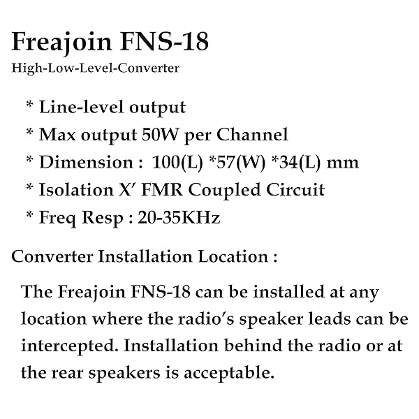 Freajoin Freajoin 2 Channel High Low Level Converter Speaker Cable to RCA Adapter Line Out Converter - View 6 of 8