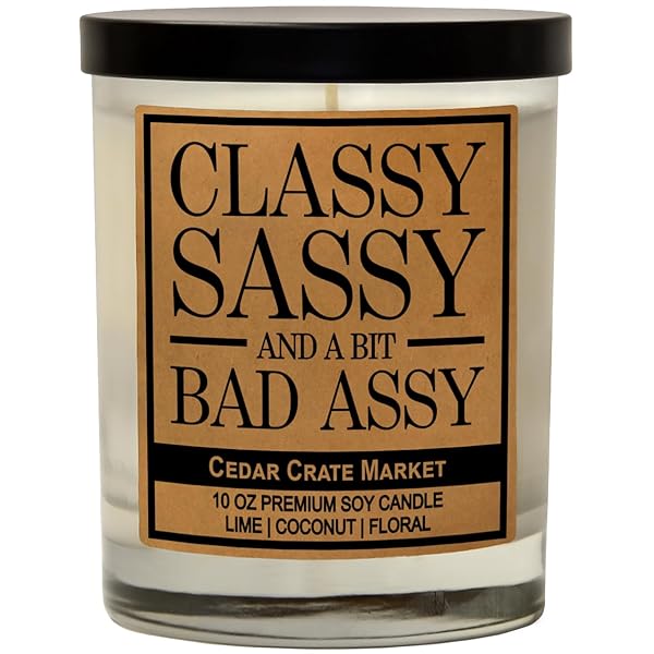 Funny Candles for Women Retirement Gift Coconut Lime Scented 100% Soy Classy Sassy Humor for Best Friends and Moms Made in USA