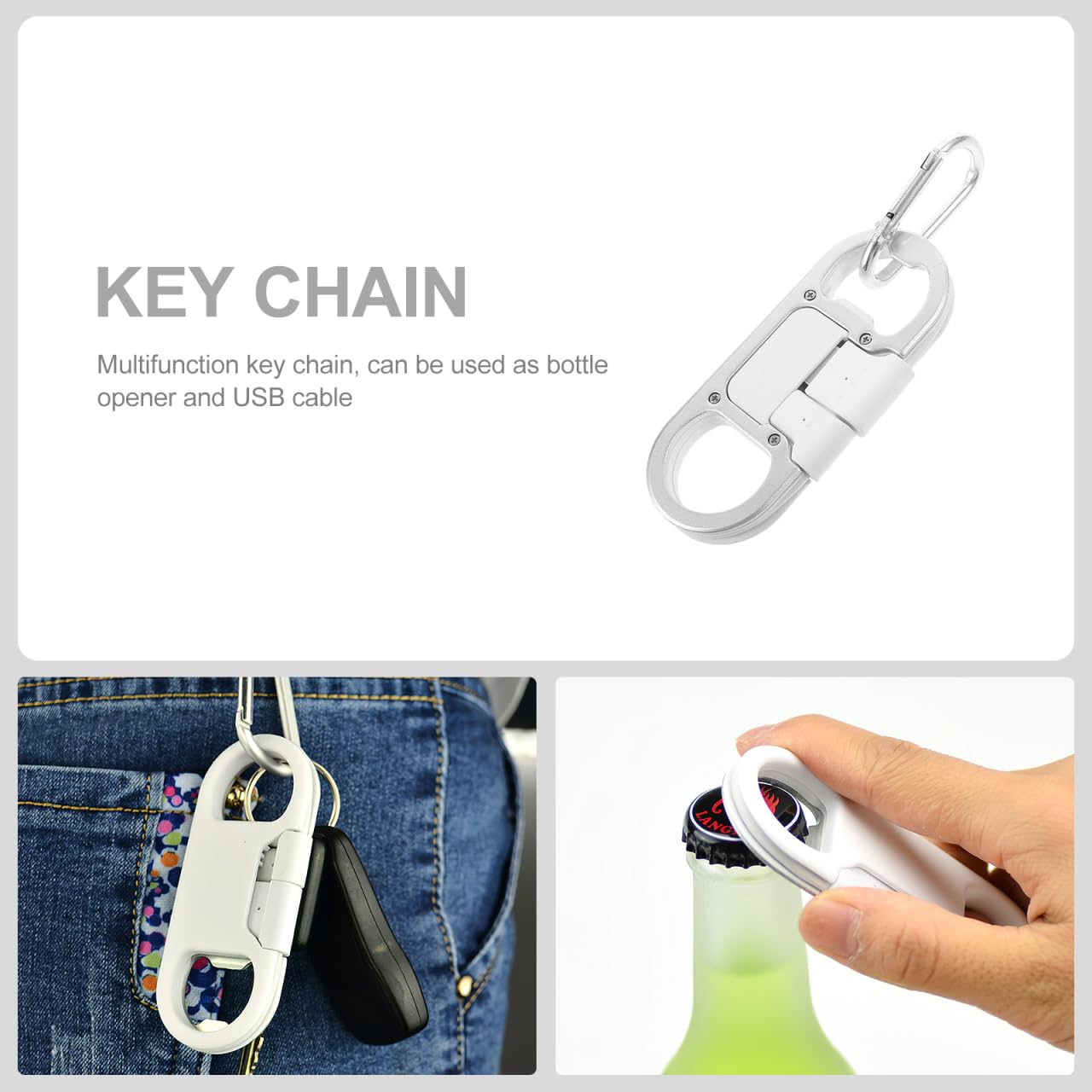 Hemobllo Hemobllo Keychain Multi-Function Tool with USB Data Cable and Bottle Opener for Men Everyday Use - View 4 of 9