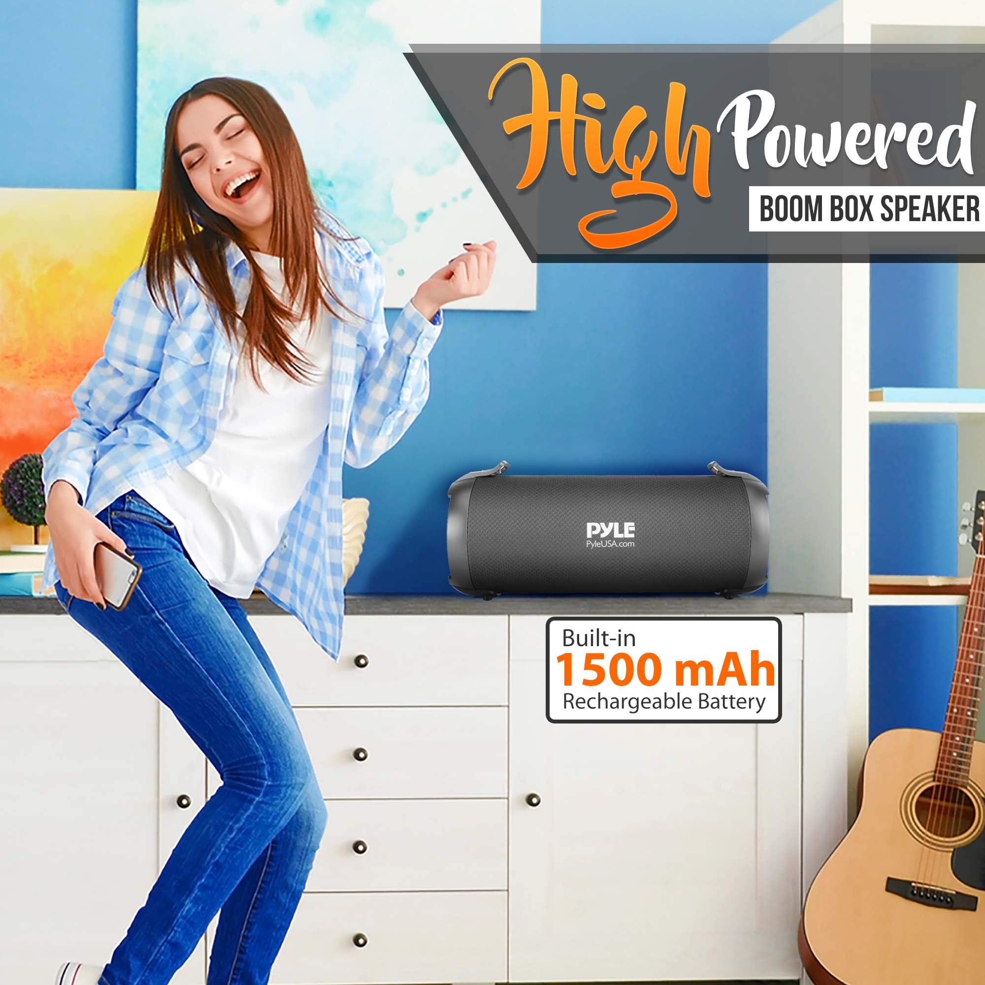 Pyle Buy Pyle Wireless Portable Bluetooth Boombox Speaker - 100W Loud Stereo with AUX, MP3/USB/SD, FM Radio & Tweeter - View 3 of 7