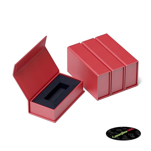 Caterpillar Red Magnetic USB Presentation Gift Boxes Set of 4 Red Ideal for Weddings Photography and Gifts Removable Flash Drive Storage Solution - View 3 of 8