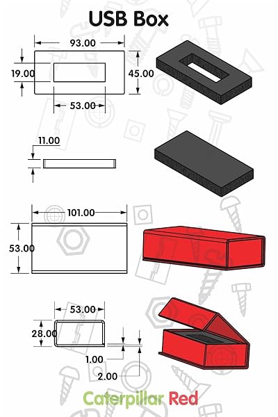Caterpillar Red Magnetic USB Presentation Gift Boxes Set of 4 Red Ideal for Weddings Photography and Gifts Removable Flash Drive Storage Solution - View 6 of 8