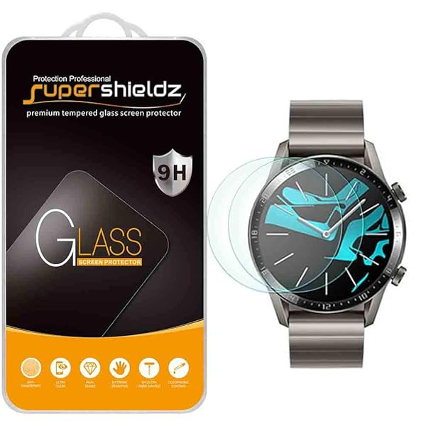 Supershieldz 2 Pack Tempered Glass Screen Protector for Huawei Watch GT 2 46mm Anti Scratch Bubble Free