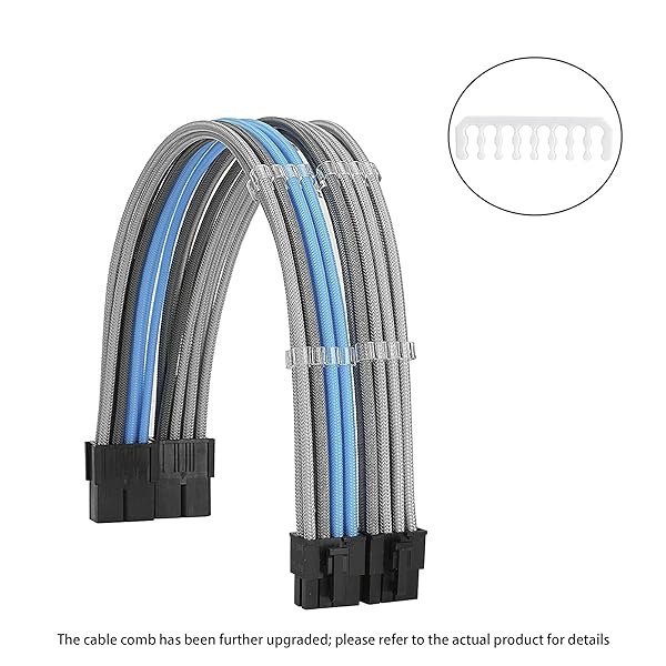 Formulamod Formulamod Sleeve Extension Power Supply Cable Kit 18AWG ATX 24P EPS 8P PCI-E8P Combs for PSU to Motherboard GPU Silver Grey Sky Blue - View 2 of 6