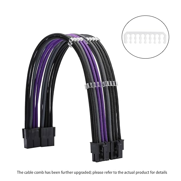 Formulamod Formulamod Sleeve Extension Power Supply Cable Kit 18AWG ATX 24P EPS 8P PCI-E8P Combs for PSU to Motherboard GPU Black Grey Purple - View 2 of 6