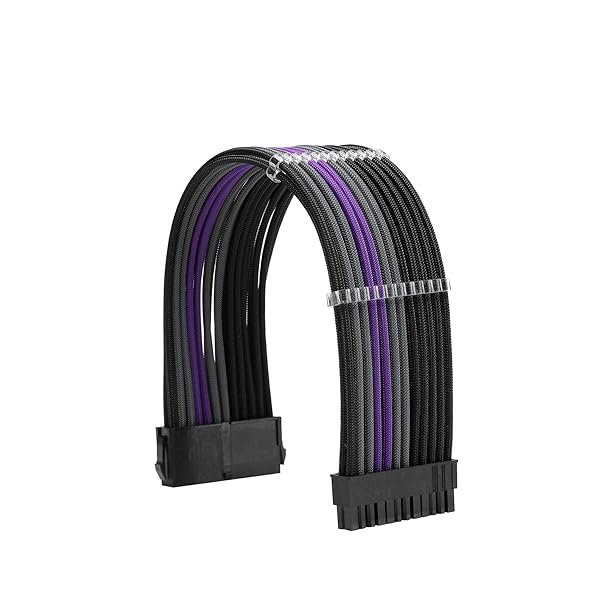 Formulamod Formulamod Sleeve Extension Power Supply Cable Kit 18AWG ATX 24P EPS 8P PCI-E8P Combs for PSU to Motherboard GPU Black Grey Purple - View 3 of 6