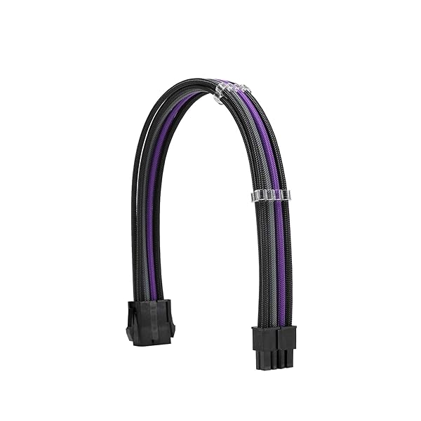 Formulamod Formulamod Sleeve Extension Power Supply Cable Kit 18AWG ATX 24P EPS 8P PCI-E8P Combs for PSU to Motherboard GPU Black Grey Purple - View 4 of 6