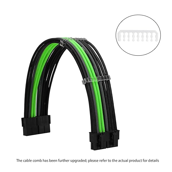 Formulamod Formulamod Sleeve Extension Power Supply Cable Kit 18AWG ATX 24P EPS 8P PCI-E8P Combs for PSU to Motherboard GPU Black Grey Green - View 2 of 5