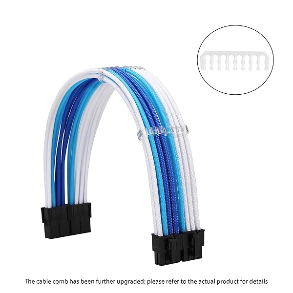 Formulamod Formulamod Sleeve Extension Power Supply Cable Kit 18AWG ATX 24P EPS 8P PCI-E8P Combs for PSU to Motherboard GPU White Sky Blue Deep Blue - View 2 of 6