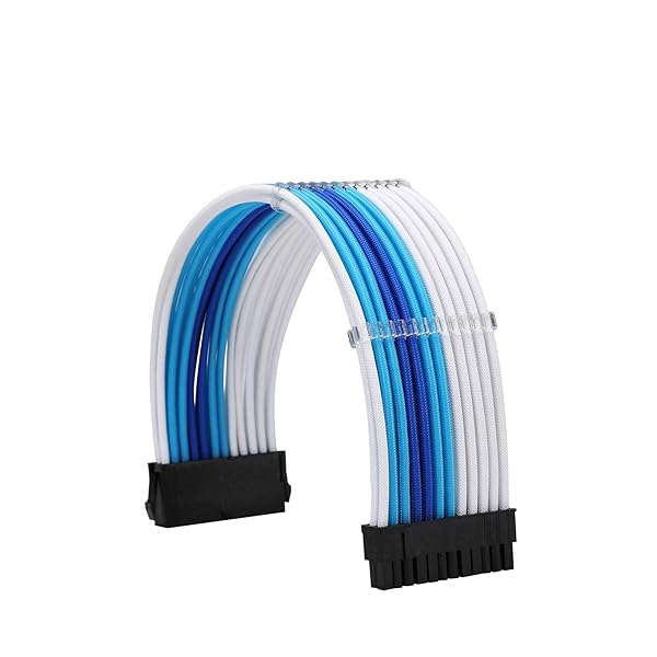 Formulamod Formulamod Sleeve Extension Power Supply Cable Kit 18AWG ATX 24P EPS 8P PCI-E8P Combs for PSU to Motherboard GPU White Sky Blue Deep Blue - View 3 of 6