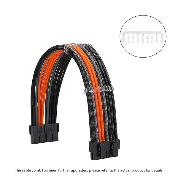 Formulamod FormulaMod Sleeve Extension Power Supply Cable Kit 18AWG ATX 24P EPS 8P PCI-E8P Combs for PSU to Motherboard GPU Black Orange Grey - View 2 of 6