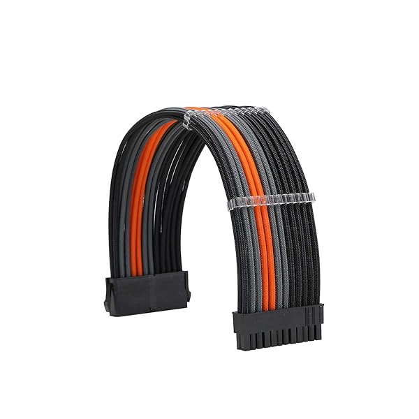 Formulamod FormulaMod Sleeve Extension Power Supply Cable Kit 18AWG ATX 24P EPS 8P PCI-E8P Combs for PSU to Motherboard GPU Black Orange Grey - View 3 of 6