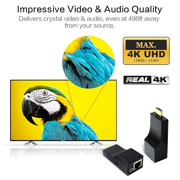 DDMALL DDMALL 4K HDMI Extender Over IP Kit - 500ft, Real 4K 30Hz, Plug & Play, Compact HDMI Transmitter & Receiver (HIP-20) - View 8 of 10