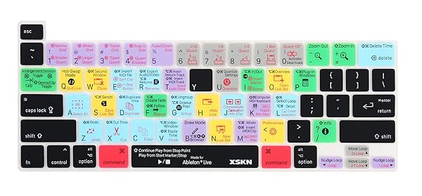 XSKN XSKN Ableton Live Shortcuts Silicone Keyboard Cover for MacBook Pro 16 13 inch with Touch Bar and Touch ID A2141 A2251 A2289 A2338 M1 US Version