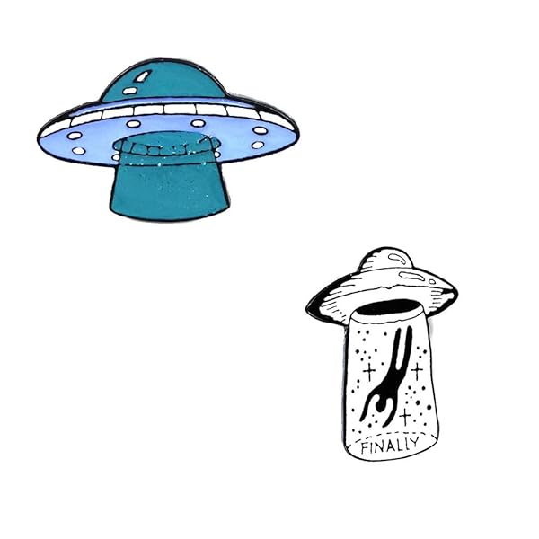 Acxico Acxico 2Pcs Alien UFO Enamel Pins - Creative Brooches for Hats, Bags & Shirts | Unique Decor Accessories