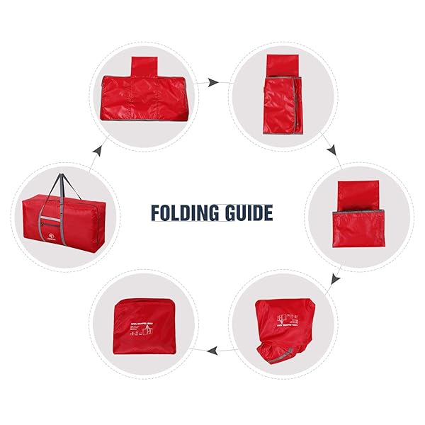 REDCAMP REDCAMP Extra Large 100L Foldable Duffle Bag Lightweight Travel Bag with Adjustable Strap for Men and Women Red - View 4 of 9