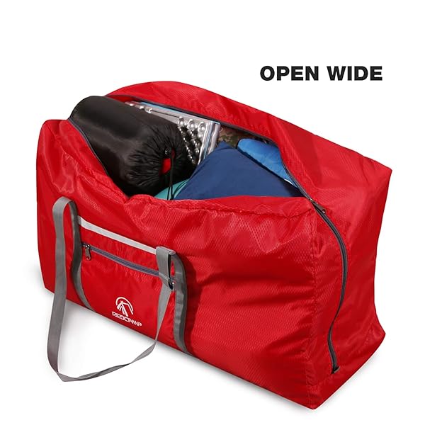 REDCAMP REDCAMP Extra Large 100L Foldable Duffle Bag Lightweight Travel Bag with Adjustable Strap for Men and Women Red - View 5 of 9