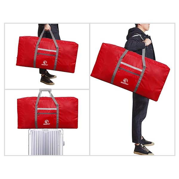 REDCAMP REDCAMP Extra Large 100L Foldable Duffle Bag Lightweight Travel Bag with Adjustable Strap for Men and Women Red - View 7 of 9