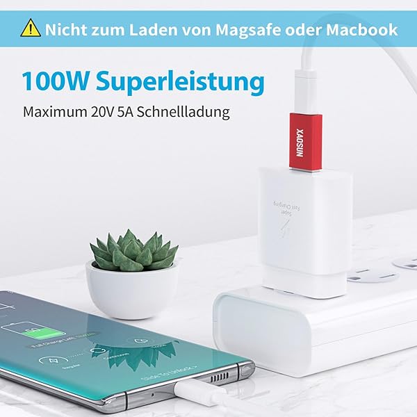 XAOSUN 10Gbps USB C Female to Male Adapter 2-Pack | SuperSpeed Data Sync & 100W Fast Charging for iPhone 15, Laptops & More - View 4 of 8