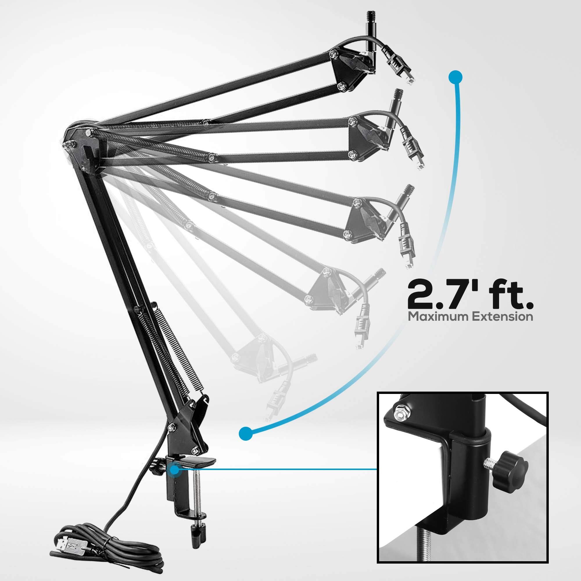 Pyle PYLE-PRO USB Suspension Boom Microphone Stand Adjustable Compact Durable Steel for Radio Broadcasting Voice-Over Sound Studio and TV Stations - View 2 of 8