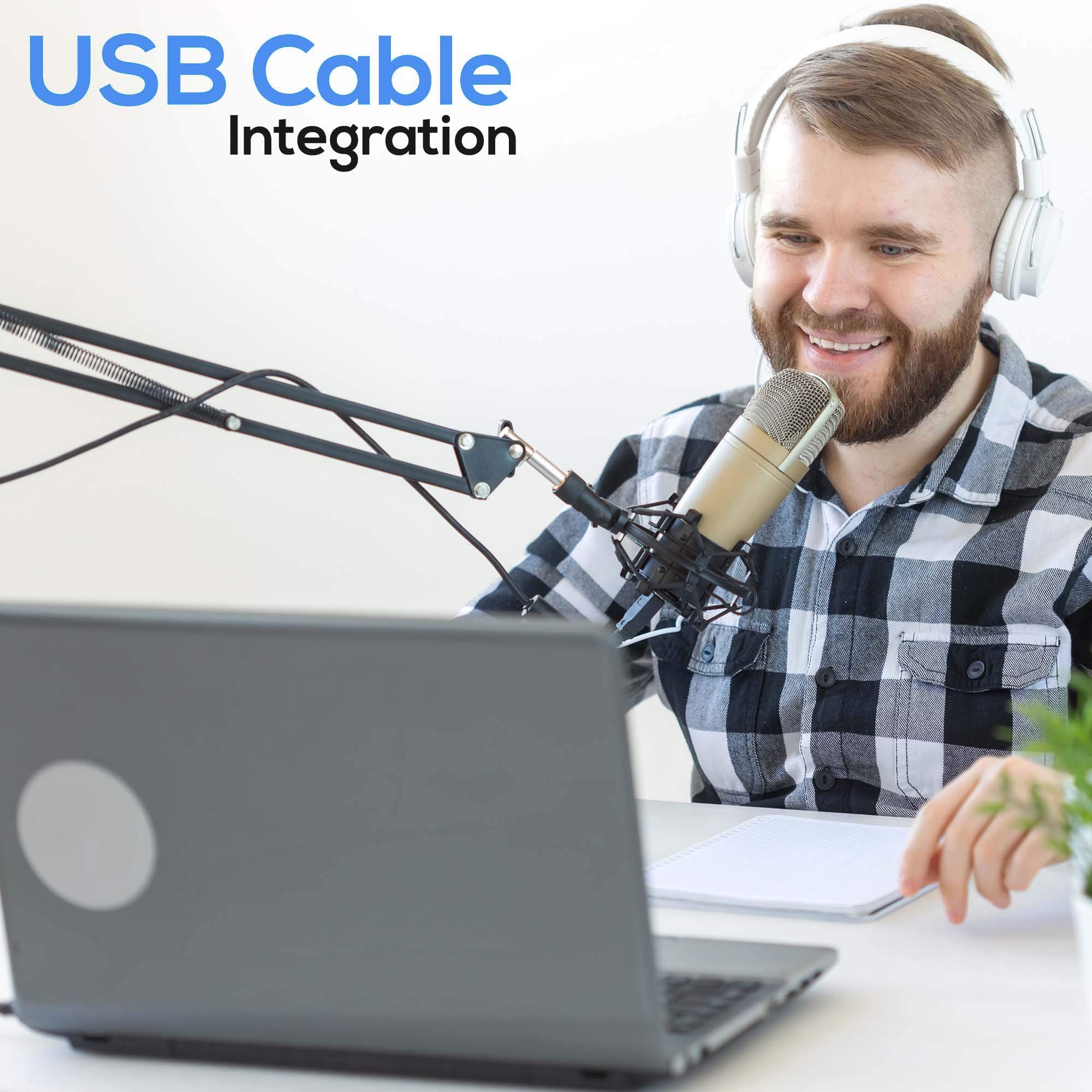 Pyle PYLE-PRO USB Suspension Boom Microphone Stand Adjustable Compact Durable Steel for Radio Broadcasting Voice-Over Sound Studio and TV Stations - View 5 of 8