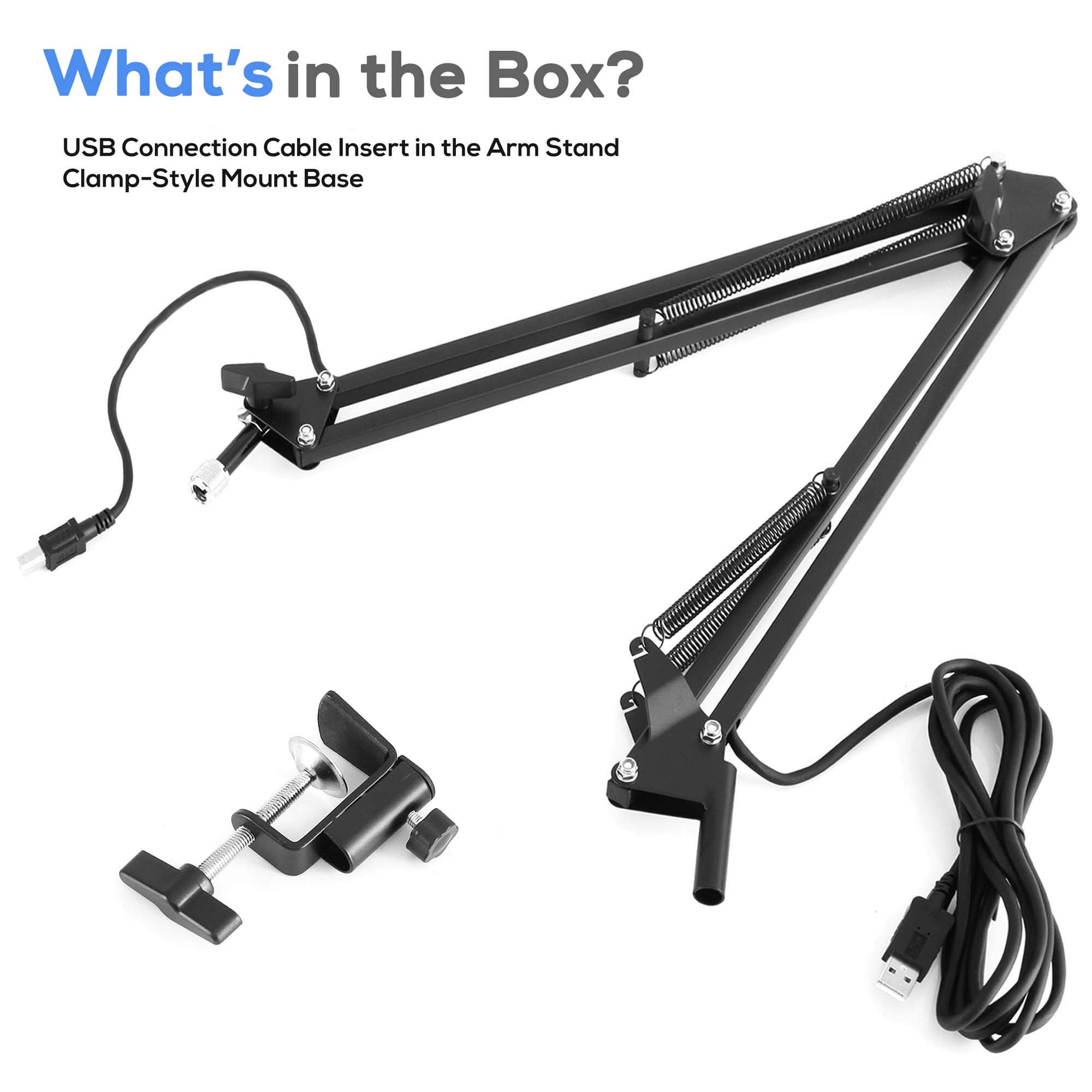 Pyle PYLE-PRO USB Suspension Boom Microphone Stand Adjustable Compact Durable Steel for Radio Broadcasting Voice-Over Sound Studio and TV Stations - View 8 of 8