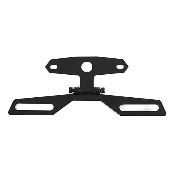 Estink Adjustable Aluminum Alloy Folding License Plate Tail Light Holder for Motorcycle ATV Dirt Bike Black