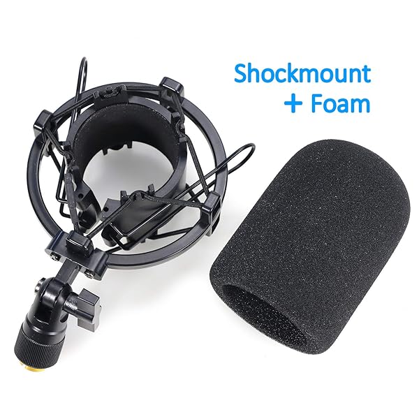 YOUSHARES AT2020 Shock Mount with Pop Filter Foam Windscreen for Audio Technica AT2020 AT2035 ATR2500 Condenser Mic by YOUSHARES - View 3 of 6