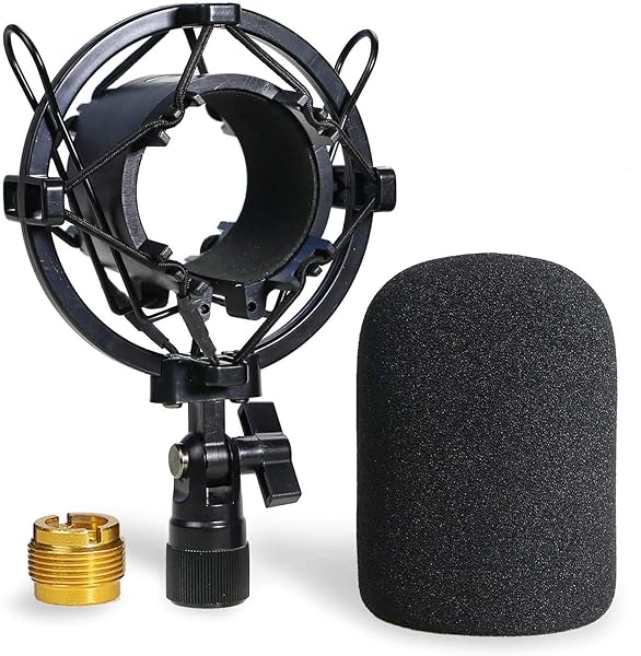 YOUSHARES AT2020 Shock Mount with Pop Filter Foam Windscreen for Audio Technica AT2020 AT2035 ATR2500 Condenser Mic by YOUSHARES