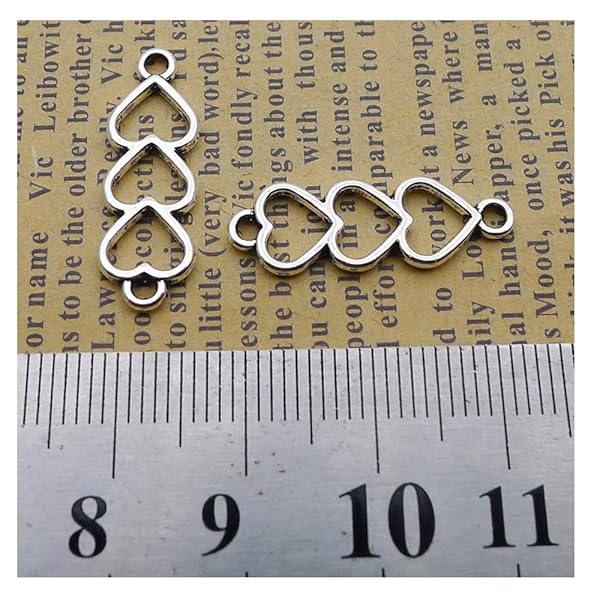 Acxico Acxico 20Pcs Love Heart Charms - DIY Pendant Connectors for Bracelet Crafting - View 3 of 7