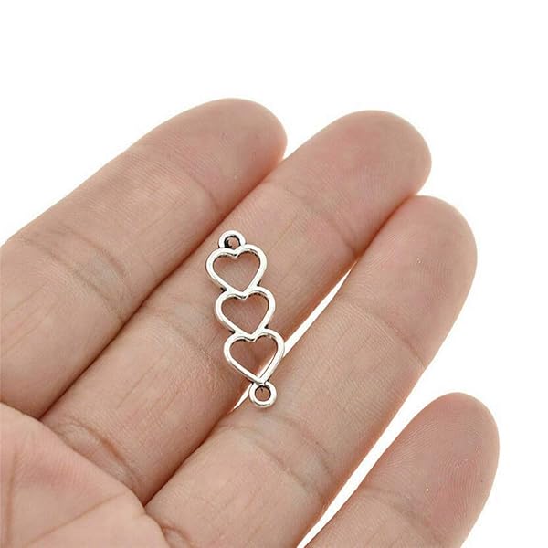 Acxico Acxico 20Pcs Love Heart Charms - DIY Pendant Connectors for Bracelet Crafting - View 4 of 7