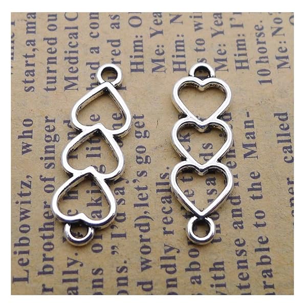 Acxico Acxico 20Pcs Love Heart Charms - DIY Pendant Connectors for Bracelet Crafting - View 5 of 7