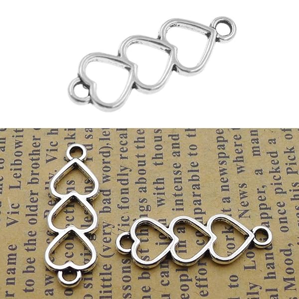 Acxico Acxico 20Pcs Love Heart Charms - DIY Pendant Connectors for Bracelet Crafting - View 7 of 7