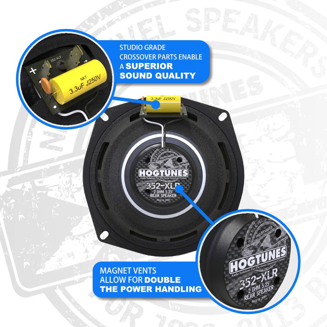 Hogtunes Hogtunes 352-XLR High Performance XL Series 5.25 Inch Rear Speakers for 1998-2013 Harley Davidson Motorcycles 2 Pack - View 3 of 6