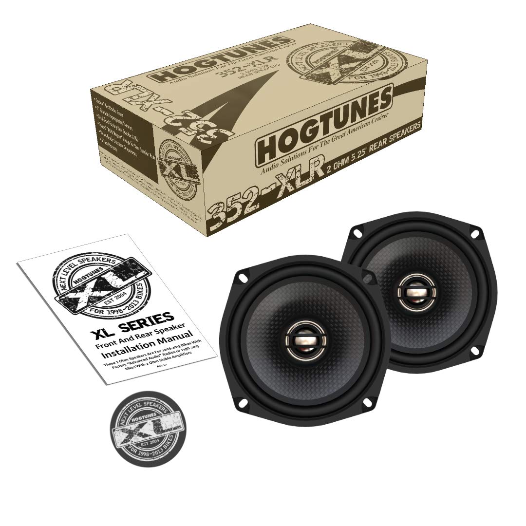 Hogtunes 352-XLR High Performance XL Series 5.25 Inch Rear Speakers for 1998-2013 Harley Davidson Motorcycles 2 Pack
