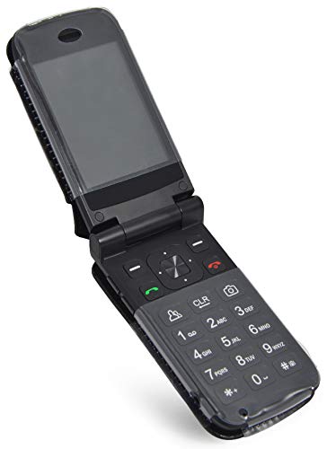 Nakedcellphone Black Vegan Leather Case for Orbic Journey with Built-in Screen Protection and Metal Belt Clip for Verizon Wireless ORB2200LBVZ - View 4 of 7