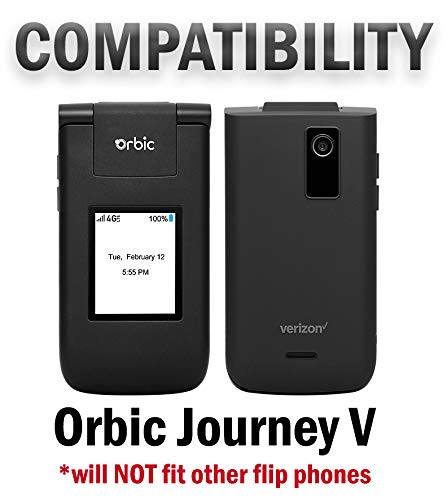 Nakedcellphone Black Vegan Leather Case for Orbic Journey with Built-in Screen Protection and Metal Belt Clip for Verizon Wireless ORB2200LBVZ - View 7 of 7