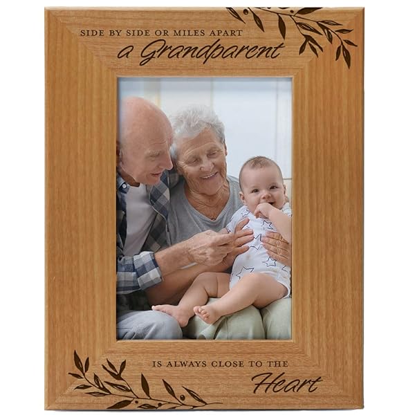 CEDAR CRATE MARKET CEDAR CRATE MARKET Grandparent Picture Frame Engraved Natural Wood Photo Frame for Grandparents Day Gift Fits 4x6 Vertical Portrait