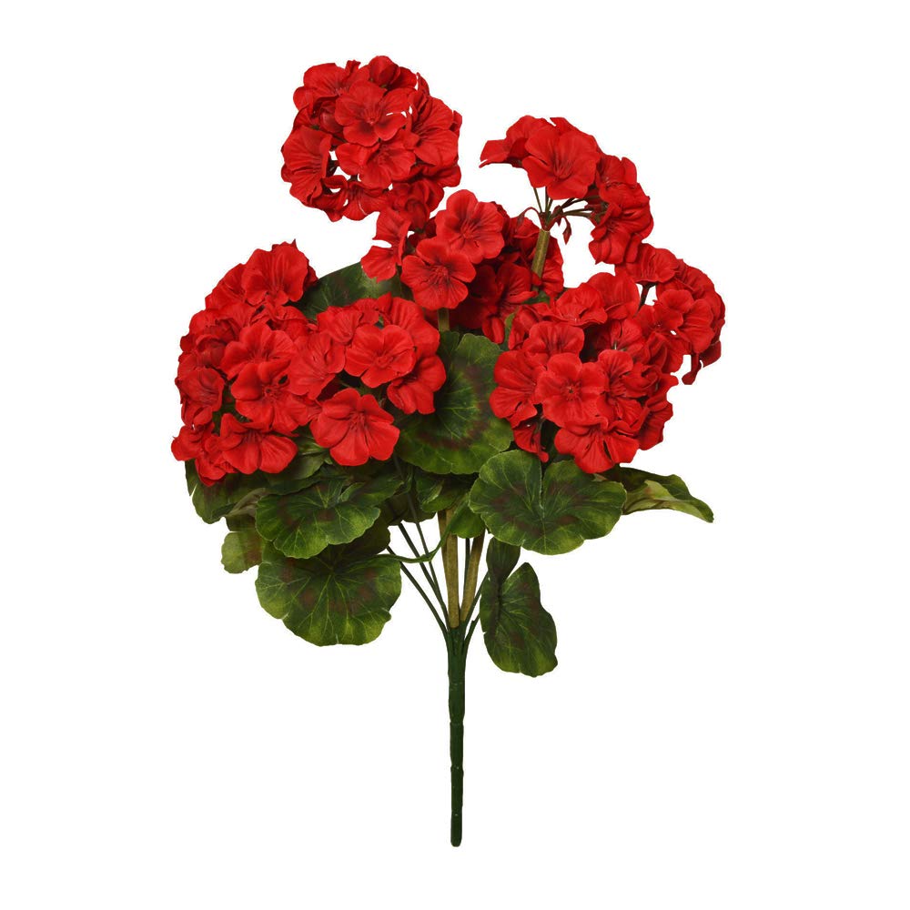 Floristrywarehouse Floristrywarehouse Red Geranium Bunch Faux Silk Artificial 18.5 Inches with 9 Heads for Home Decor